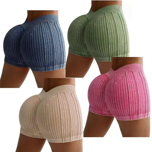 Women Yoga Shorts Back V-shape Waist Sport GYM Running Cycling Tight Seamless Fitness Outdoor Short Pants
