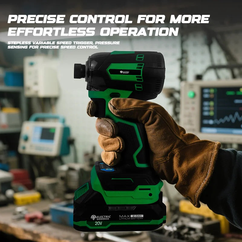 Electric Goddess Brushless Impact Driver 207NM Cordless Electric Drill Screwdriver Tool ﻿For Dewalt Makita Battery Pin