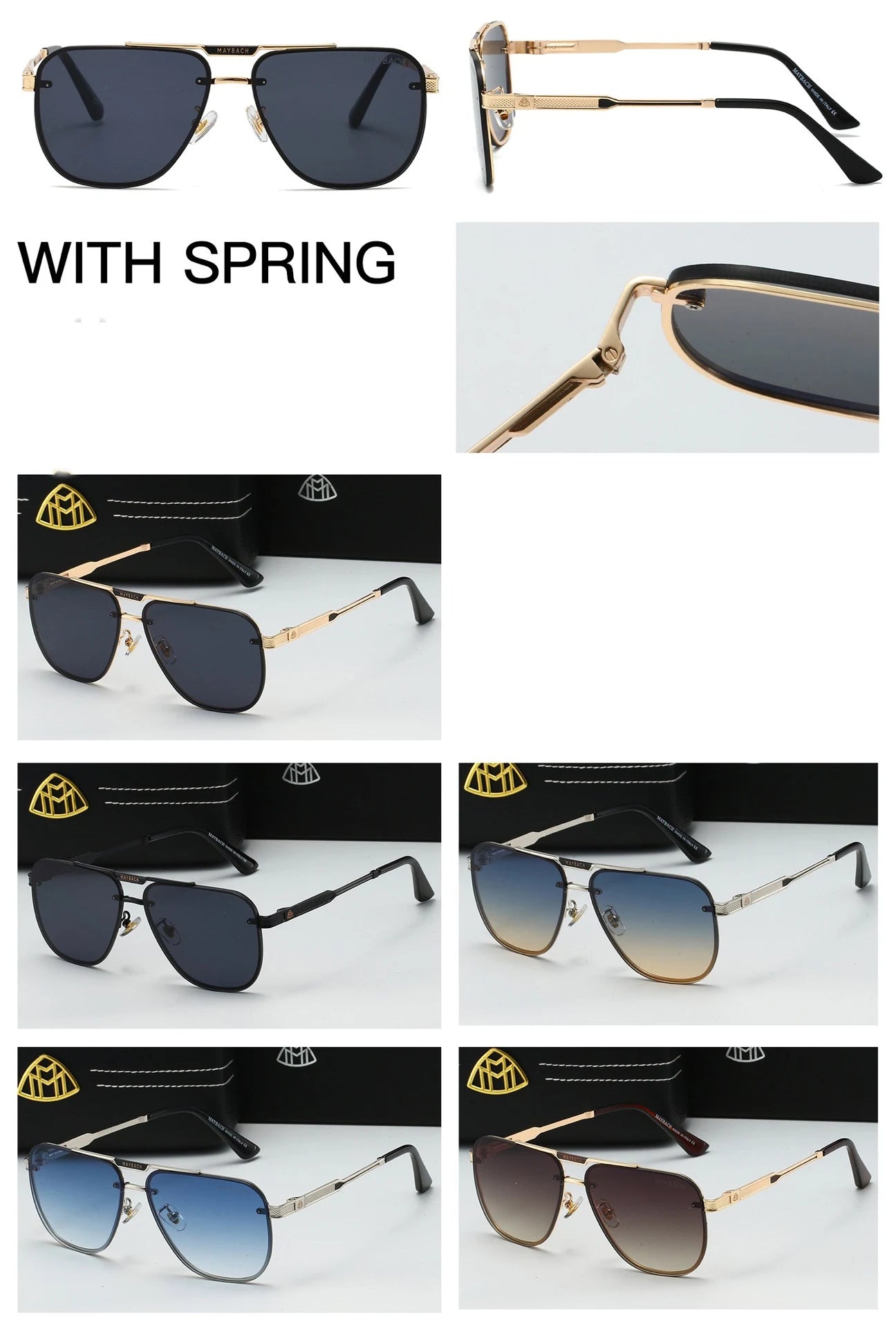 MAYBACH Sunglasses Luxury brand UV400 Protection for Men and women Classic Sun Glasses High Quality Eyewears Pilot Goggle 6830