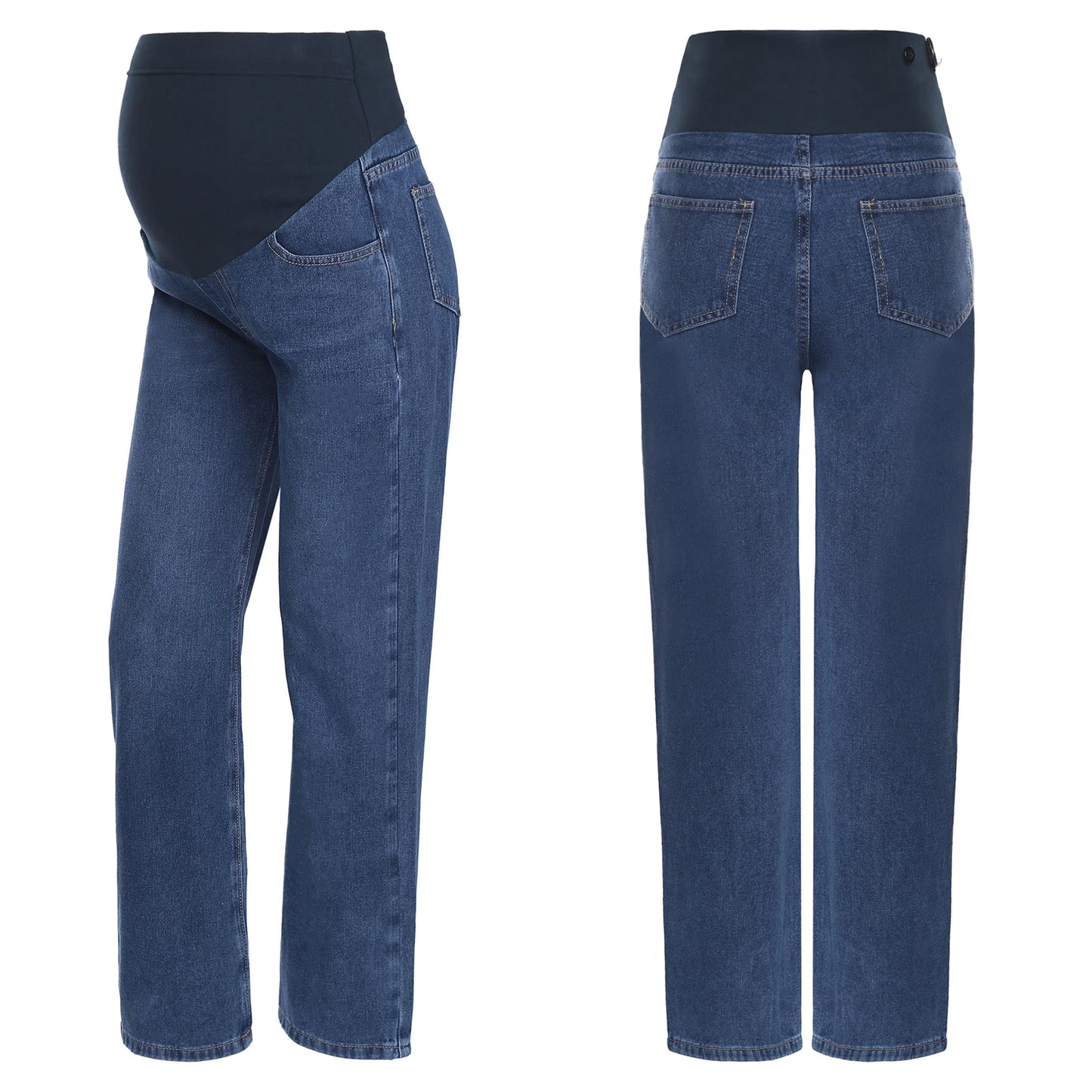 Pregnant Women Fashion Casual Wide-Leg Jeans Adjustable High Waist Belly Support Denim Pants Maternity Clothing for Daily Party