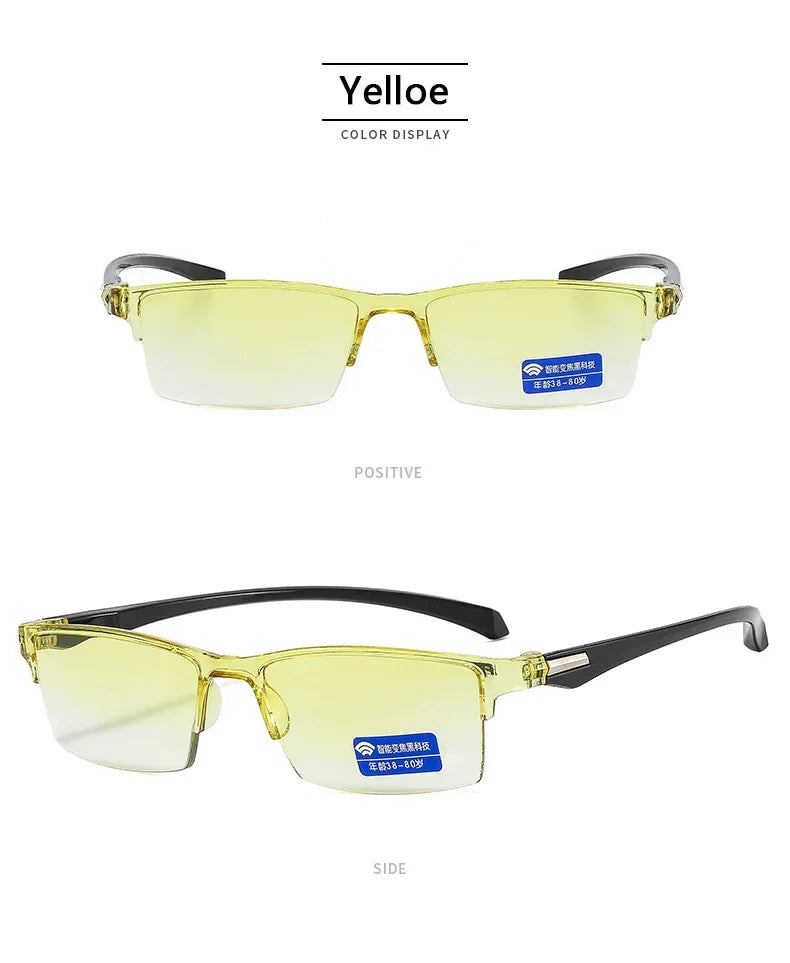 New Anti Blue Ray Reading Glasses Smart Automatic Zoom Reading Glasses Autofocus Power +1.0(100) ~ +7.0(700) Half-Rim Unisex