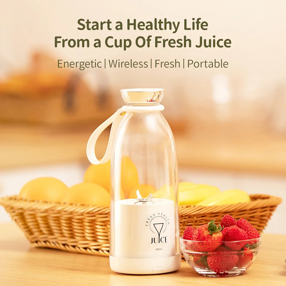 500ml Portable 2400mAh Wireless Fruit Mixers USB juicer Fresh Juice Bottle Blender Plus 6 Blades Food Milkshake Ice Crush Cup