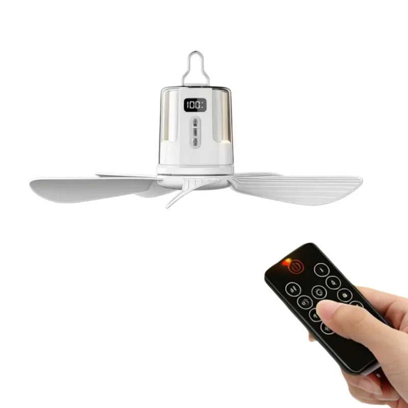 10800mAh Ceiling Fans Portable Camping Fan Tent Air Circulator Cooler Outdoor Rechargeable Electric Fan LED Light Remote Control