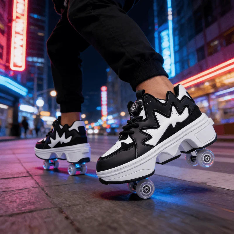 Stylish skating: 2-in-1 white convertible roller skates, leading the way in roller skating and making the best gift for friends.