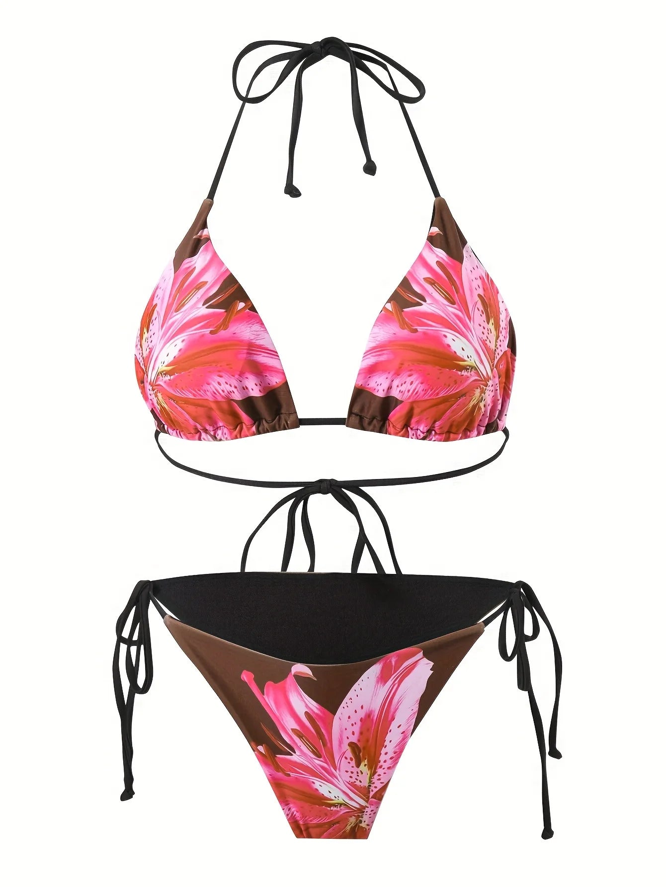 Sexy Bikini Retro Print Tropical Skirted Three-Piece Beachwear Strapless Strap-On Swimsuit Female Adult High Elasticity Backless