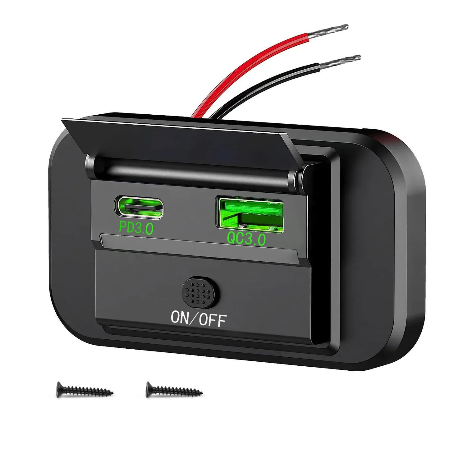 PD QC3.0 Car Charger Socket Quick Charge 12V/24V For Motorcycle Auto Truck ATV RV Bus Dual USB Power Adapter Outlet With On/Off