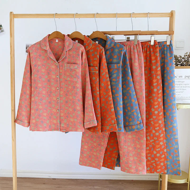 2025 New Spring and Autumn Pajama Set 100%Cotton Comfortable Long sleeved Two Piece Home Furnishings Large Size Home Furnishings