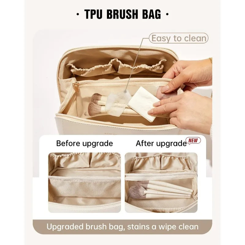 Travel Makeup Bag Large Capacity Cosmetic Bags Waterproof Portable Toiletry Bag Make Up Organizer with Divider and Handle