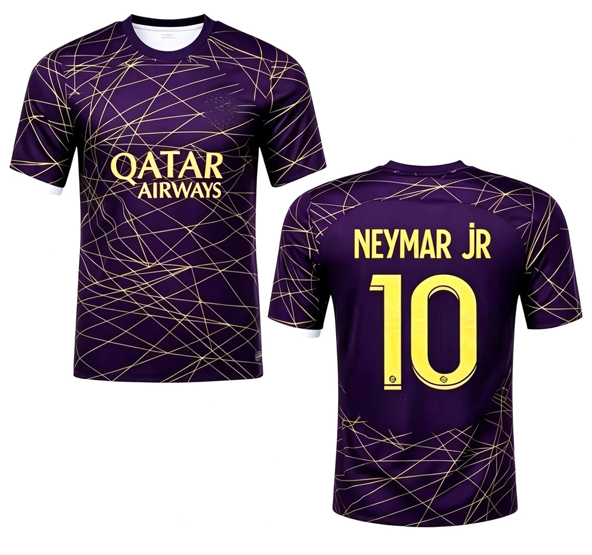 Paris Saint Germain Men's Black Gold Football Jersey, Neymar Size 10, Quick Drying Short Sleeved, Football T-Shirt