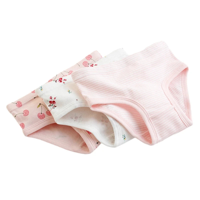 Kids Underwear Girls Sweet Cotton Breathable Panties Children Soft Non-Stringy Briefs Short Underpants 4-8Y