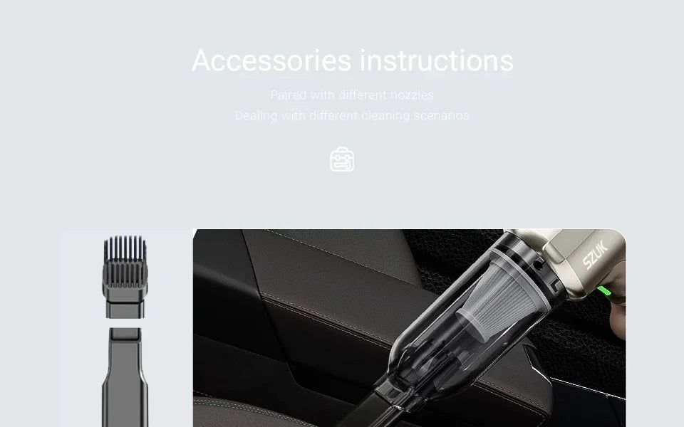 SZUK 9998700PA Cordless Car Vacuum Cleaner Portable Handheld Mini Wireless High Suction Cleaning Machine Vacuum Cleaner for Car