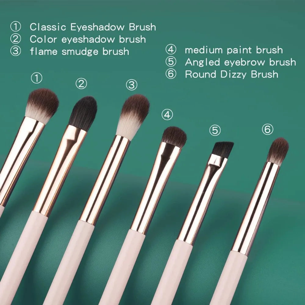 Eye Makeup Brush Set, 6 Pcs Professional Blending Eyeshadow Makeup Brushes for Concealer Eyebrows Eyeliner, Soft Hairs & Wood Ha