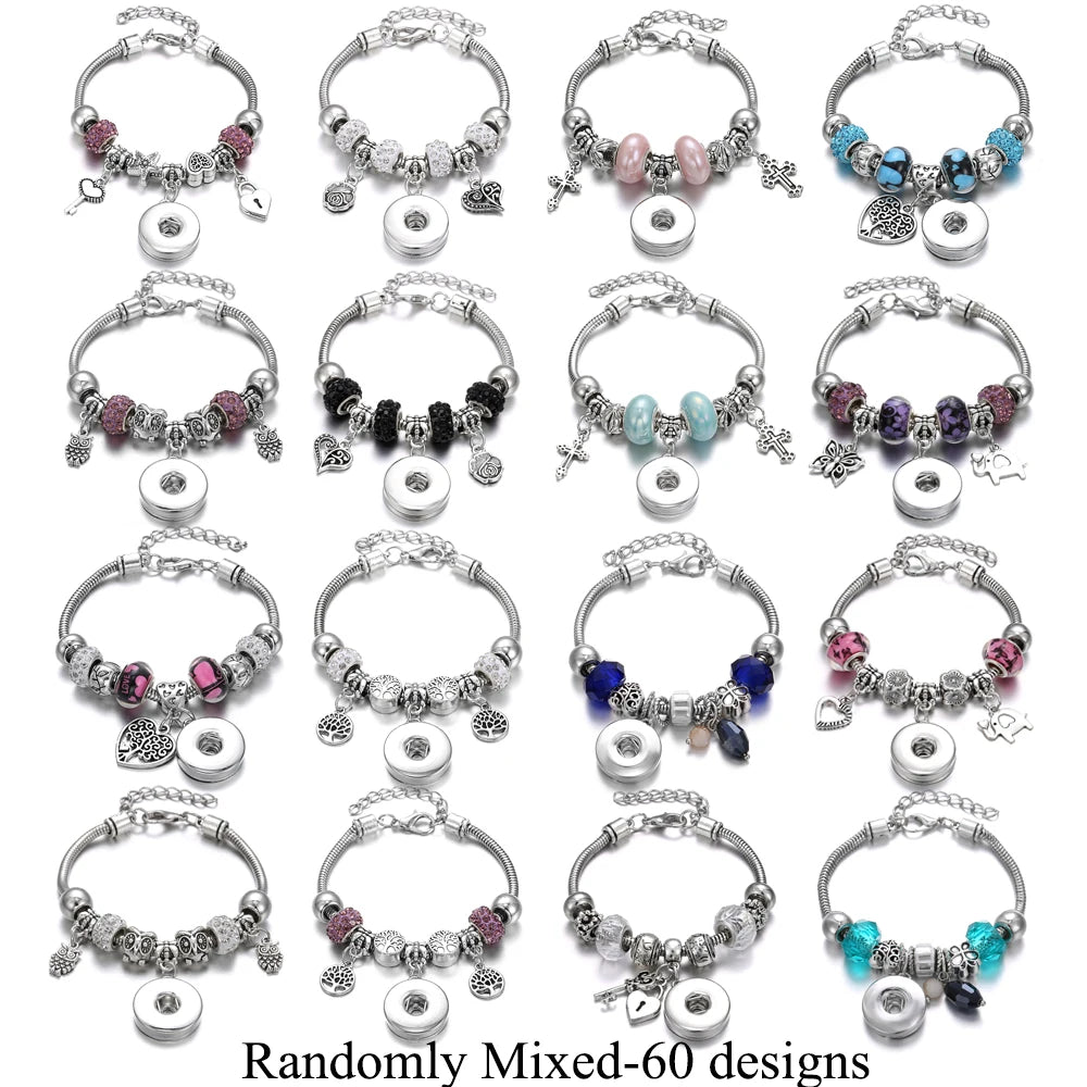 10pcs/lot Wholesale Metal 18mm Snap Button Bracelet Bangles Silver Gold Color Snap Bracelet Fit 20mm 18MM Snap Buttons Jewelry
