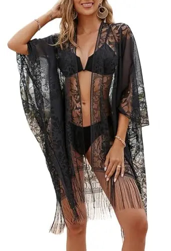 Sexy Elegant Lace Beach Cover Up for Women, Bathing Suit Cover Up, V-Neck Swimsuit Coverup for Poolside, Seaside and Party
