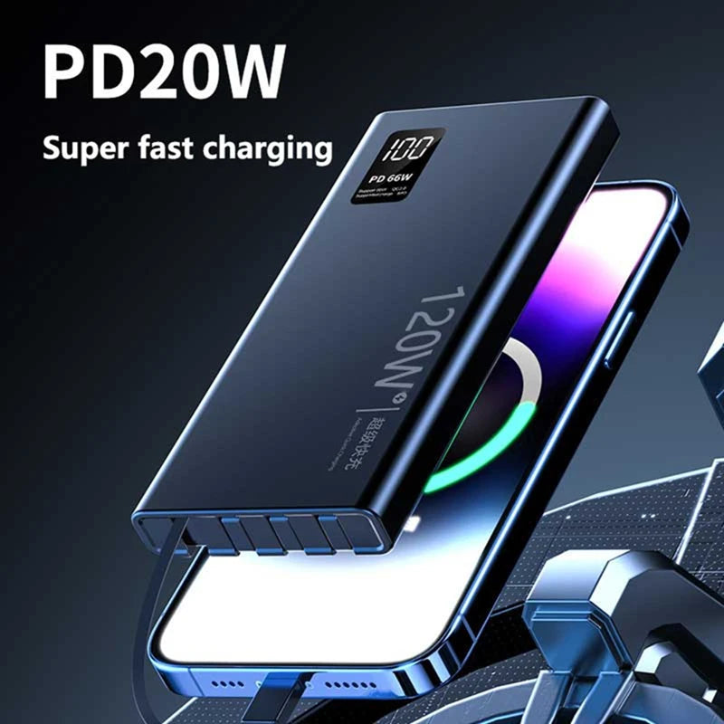 500000mAh Power Bank Built 4 Cables Large Capacity Super Fast Charging Portable External Battery for iPhone Huawei New