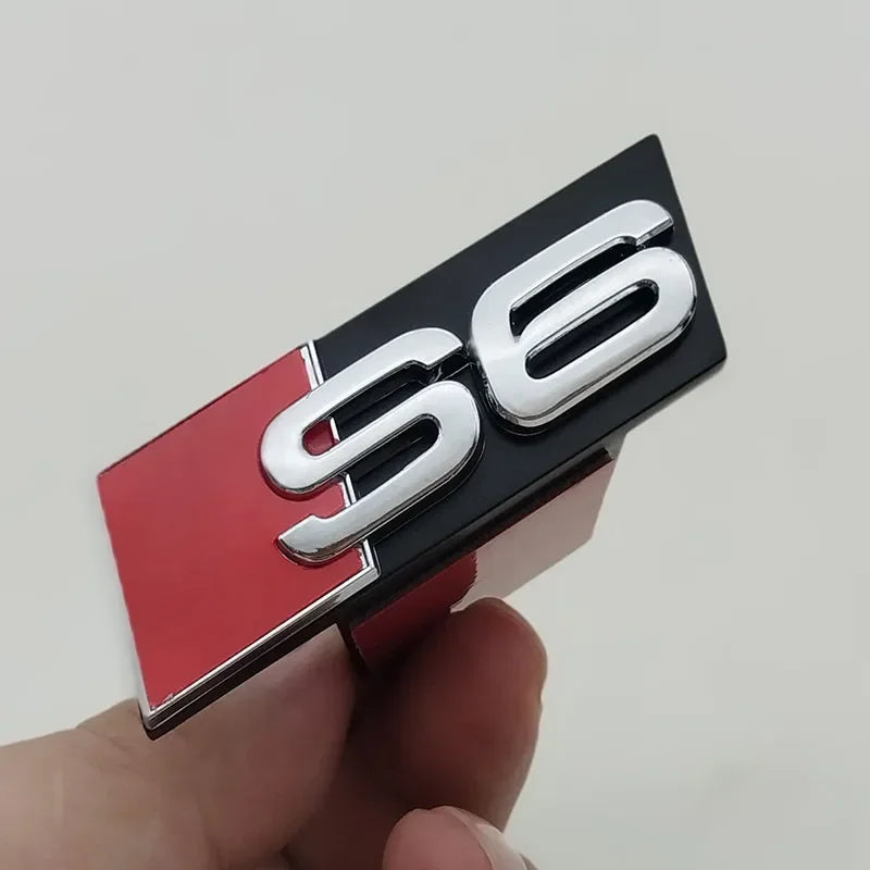 1pcs ABS Car Front Grill Badge For Audi S 3 4 5 6 7 8 Auto Styling caR Sticker Chrome Black Logo S3 S4 S5 S6 S7 S8 Emblem