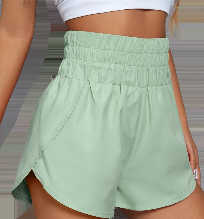 High Waisted Running Yoga Shorts for Women Quick Dry Light weight Liner High Split Athletic Gym Workout Shorts