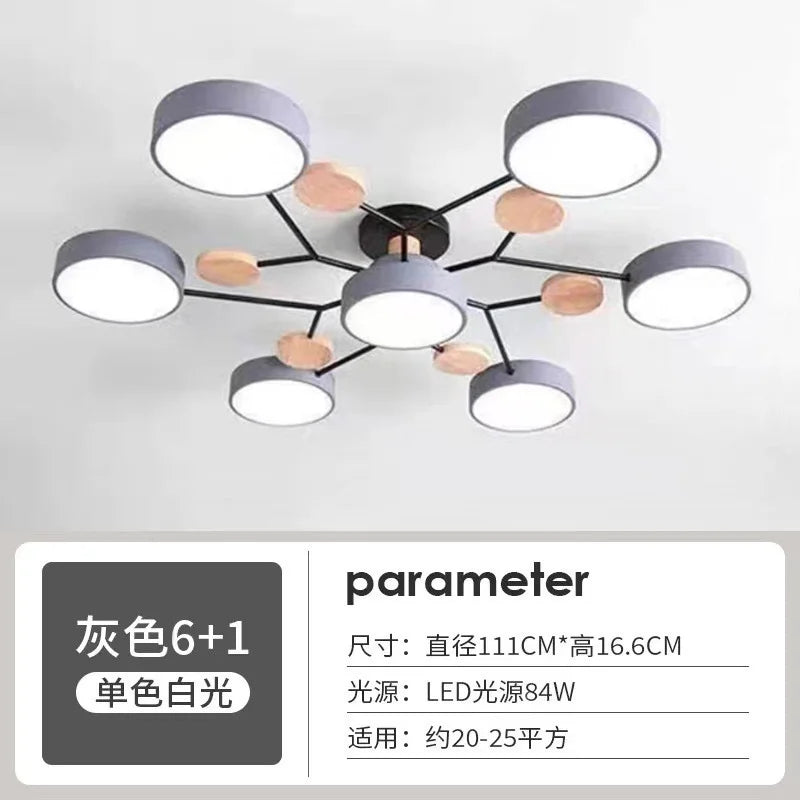 Retro Nordic Minimalist Four Head Six Head Restaurant Lighting Living Room Bedroom Lighting Room Ceiling Light Cross border