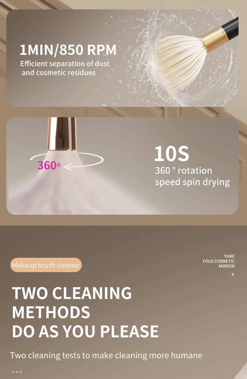 USB Electric Makeup Brush Cleaner 3-in-1 with Automatic Quick-Drying Support Device - Makeup Brush Cleaning And Drying Book Tool