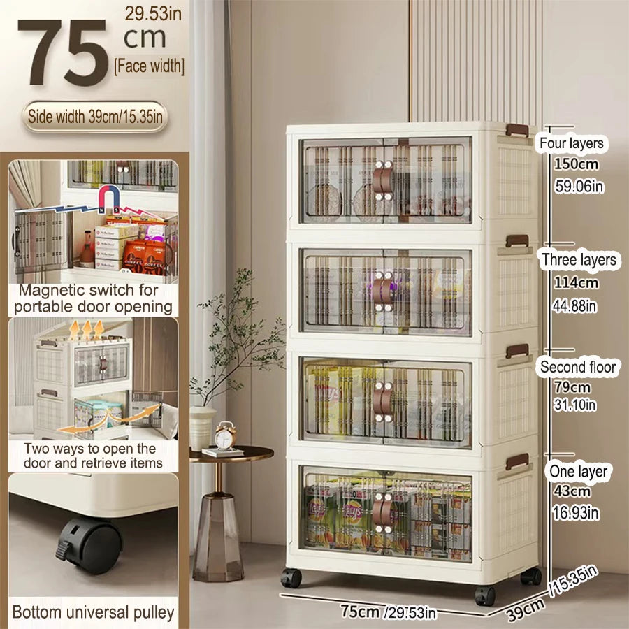 Large Capacity Folding Storage Cabinet - Dustproof Wardrobe Closet Organizer Easy Install
