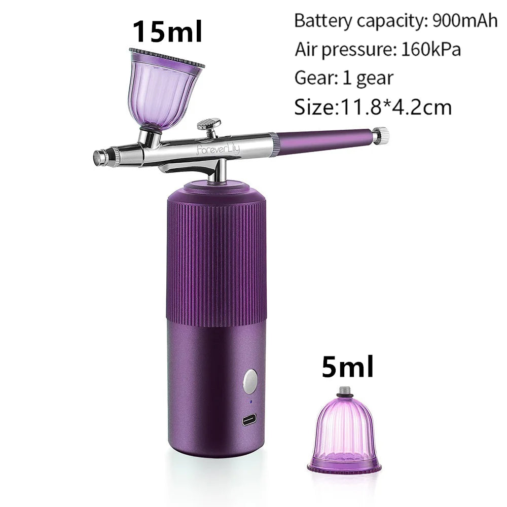 Top 0.3mm Pink Mini Air Compressor Kit Air-Brush Paint Spray Gun Airbrush For Nail Art Tattoo Craft Cake Nano Fog Mist Sprayer