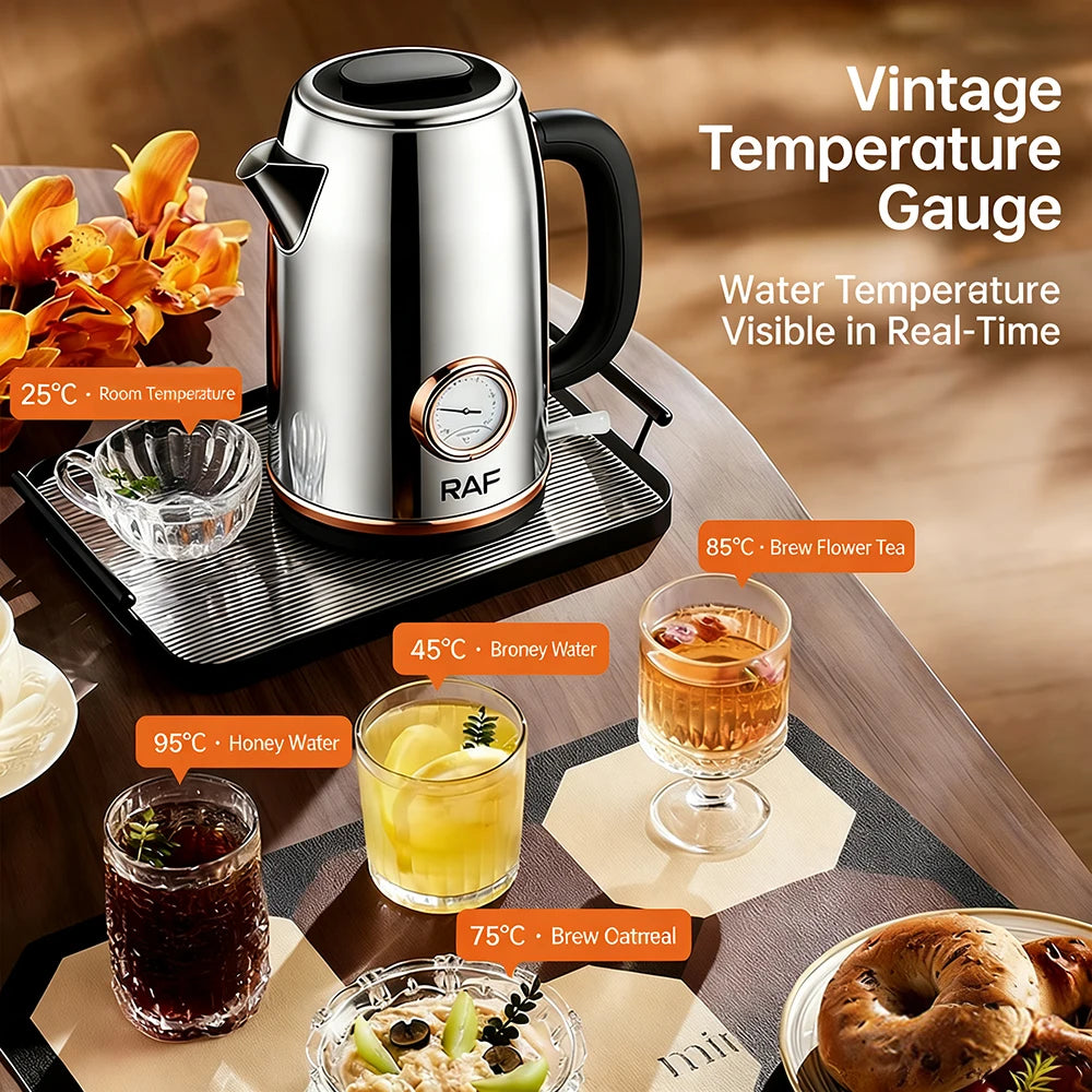 Stainless Steel Electric Kettle with Temperature Display, Kitchen Appliances, Smart Kettle, Tea and Coffee Thermo Pot, 2L