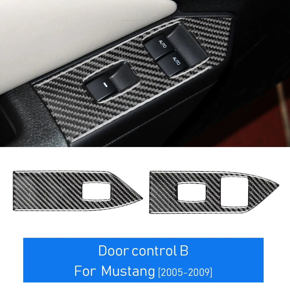 Real Soft Carbon Fiber Sticker For Ford Mustang 2005 2006 2007 2008 2009 Accessories Interior Trim Car Gear Shift Panel Cover