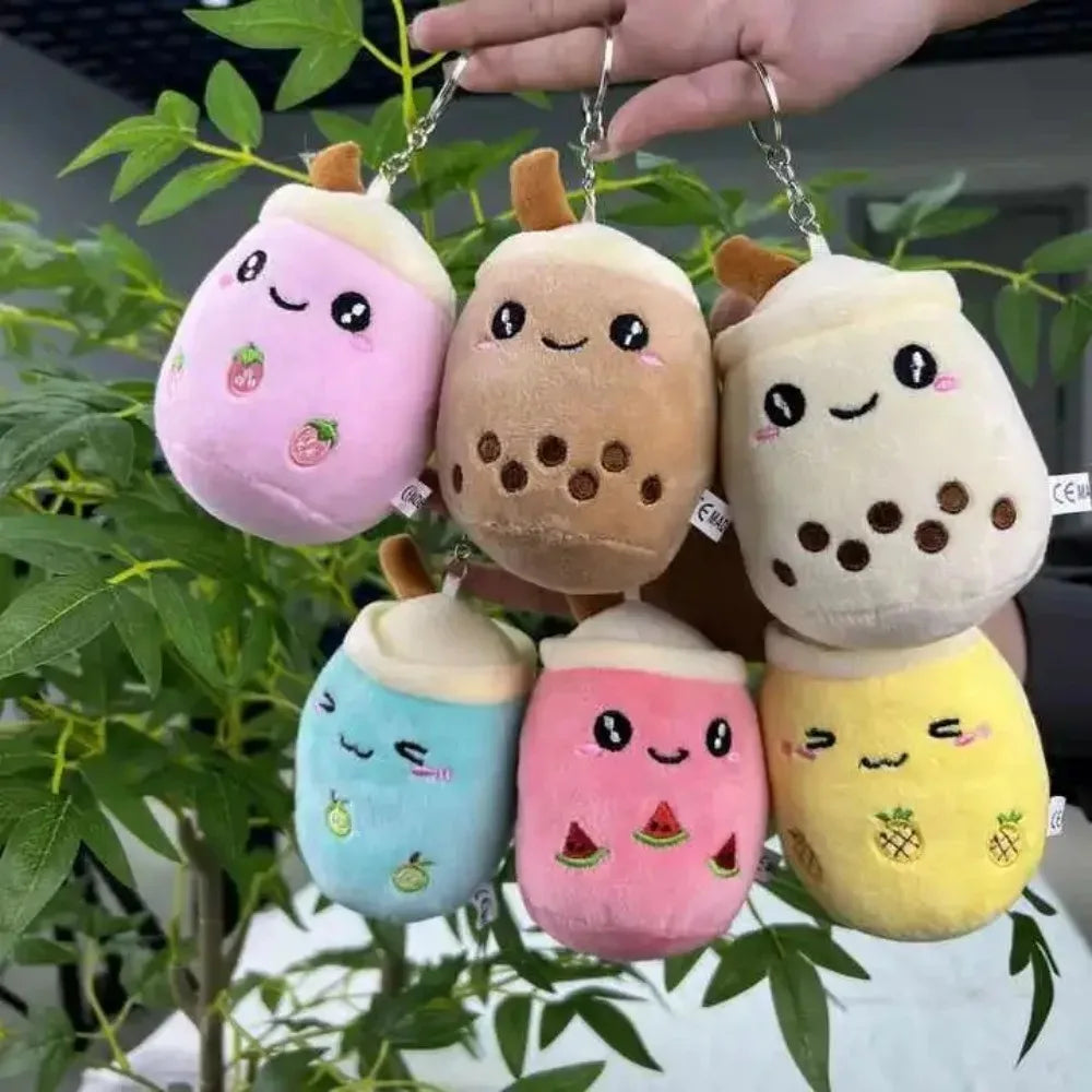 Cute Milk Tea Cup Pet Plush Toy Soft Stuffed Lovely Boba Pearl Design for Dogs Cats Entertainment Interactive Pet Play Supplies