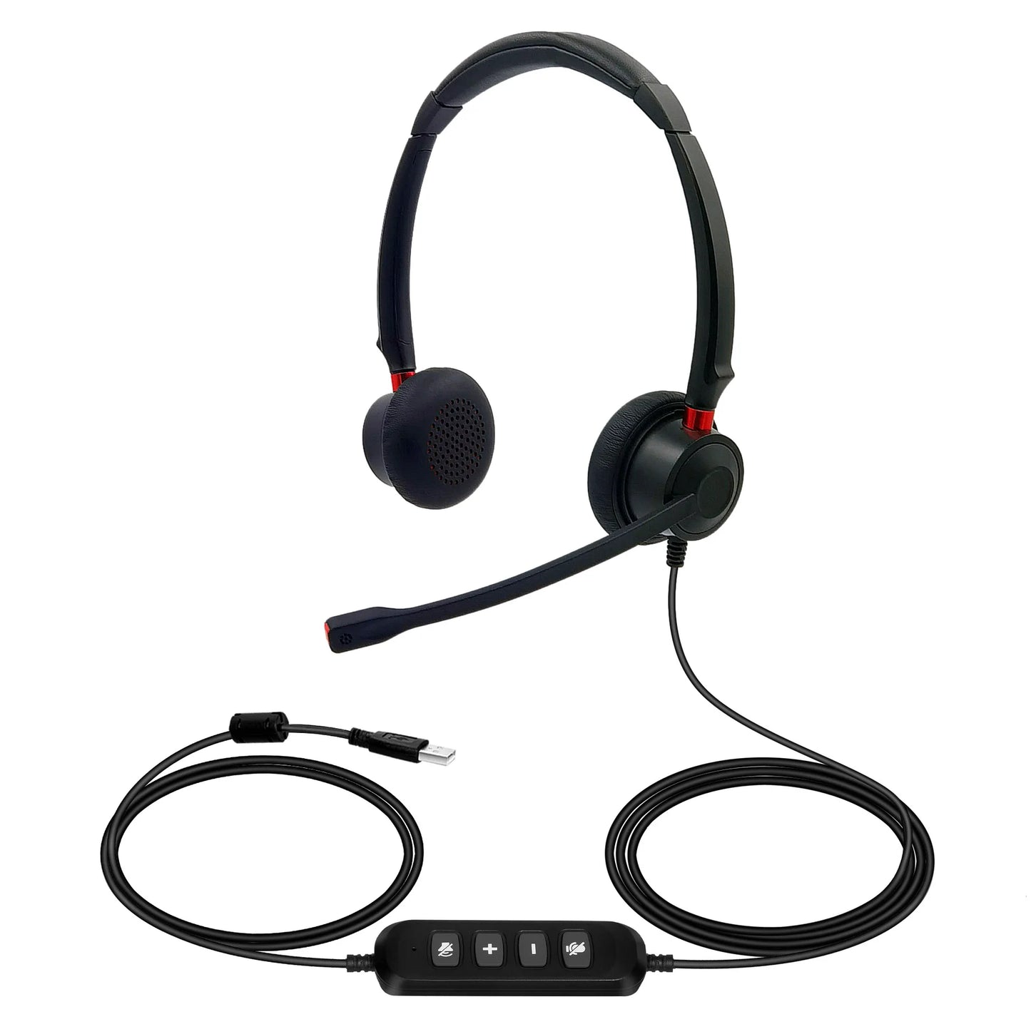 Wholesale phone headphones with USB plug, microphone headphones for call center use