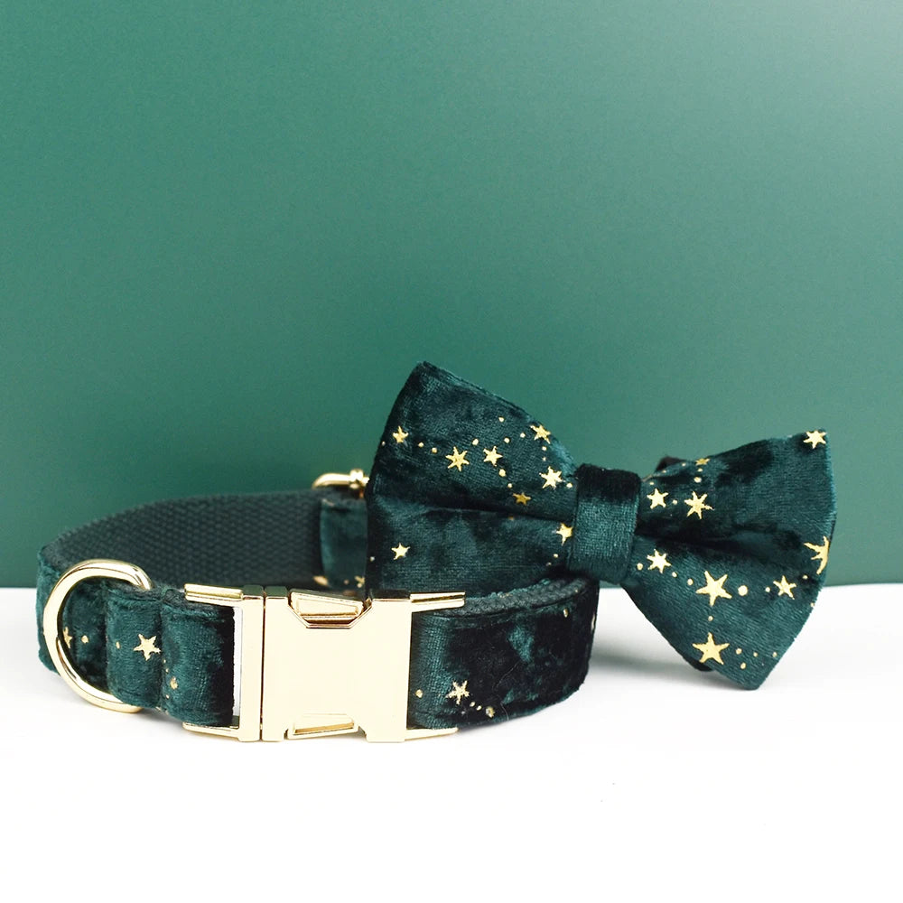 Luxury Personalized Dog Collar  Leash set custom，custom Logo detachable dog bow tie collar designer dog collar and leash set