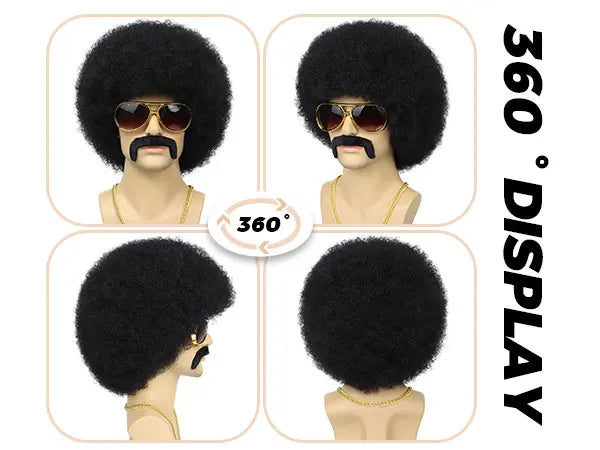 Synthetic 70S 80S Men’s Afro Wig for Disco Party Hippie Extensionsro Curly Retro Disco Rocker Wigs for Costume Halloween Cosplay