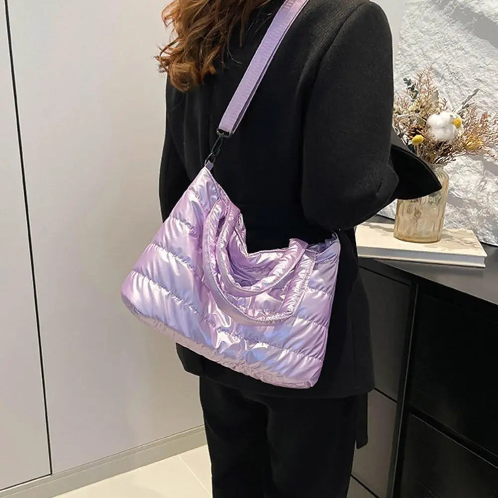 Large Tote Padded Handbags Designer Quilted Women Shoulder Bags Luxury Nylon Down Cotton Crossbody Bag Winter Tote Big