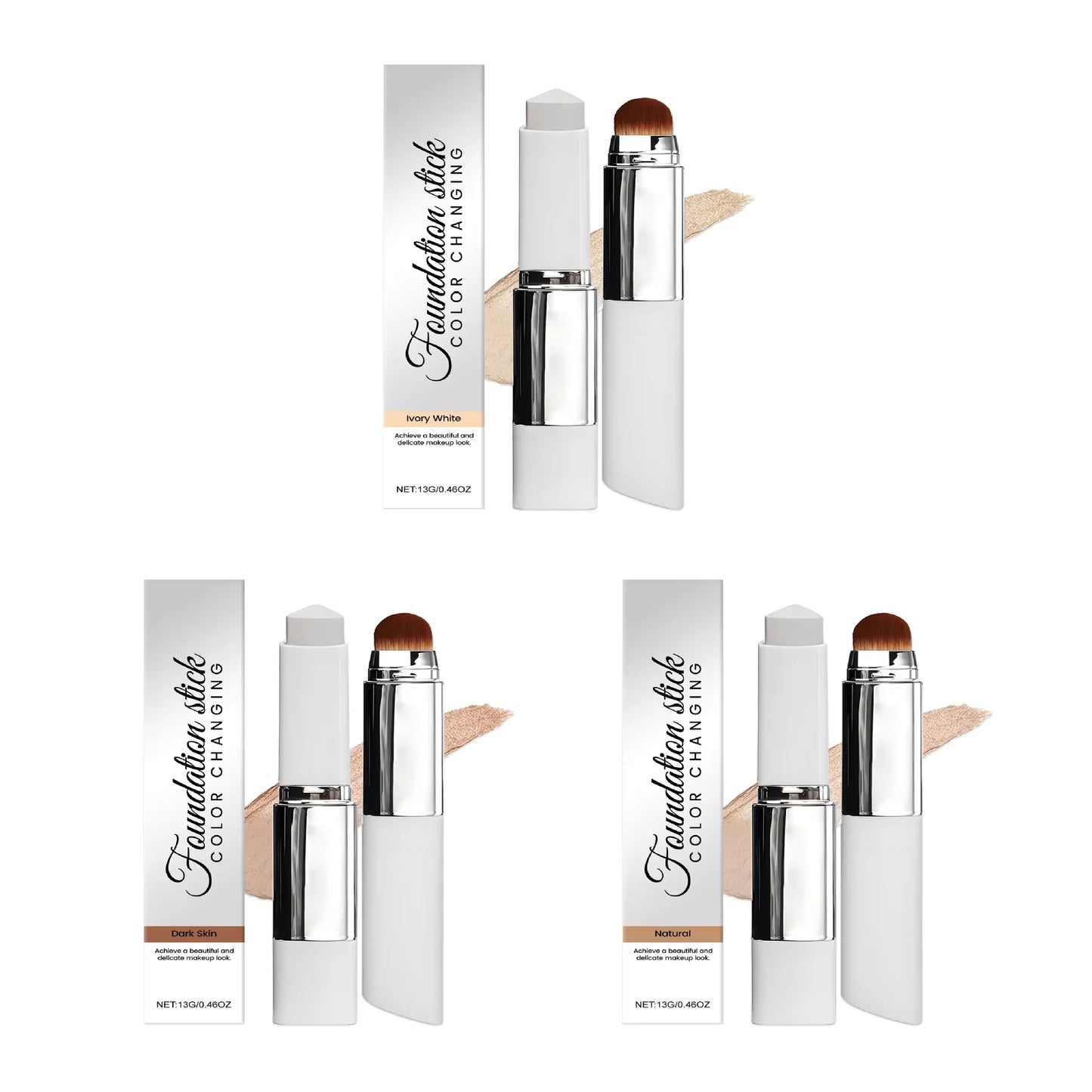 2-in-1 Color-Changing Foundation Liquid Stick Lasting Concealer Lightweight Moisturizing Brightening Matte Natural Base Makeup