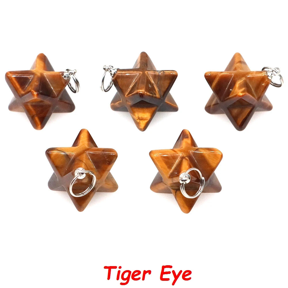 13mm Merkaba Star Pendant Natural Hexagram Stone Necklace Reiki Healing Crystal Wiccan Energy Gemston For DIY Jewelry Home Decor