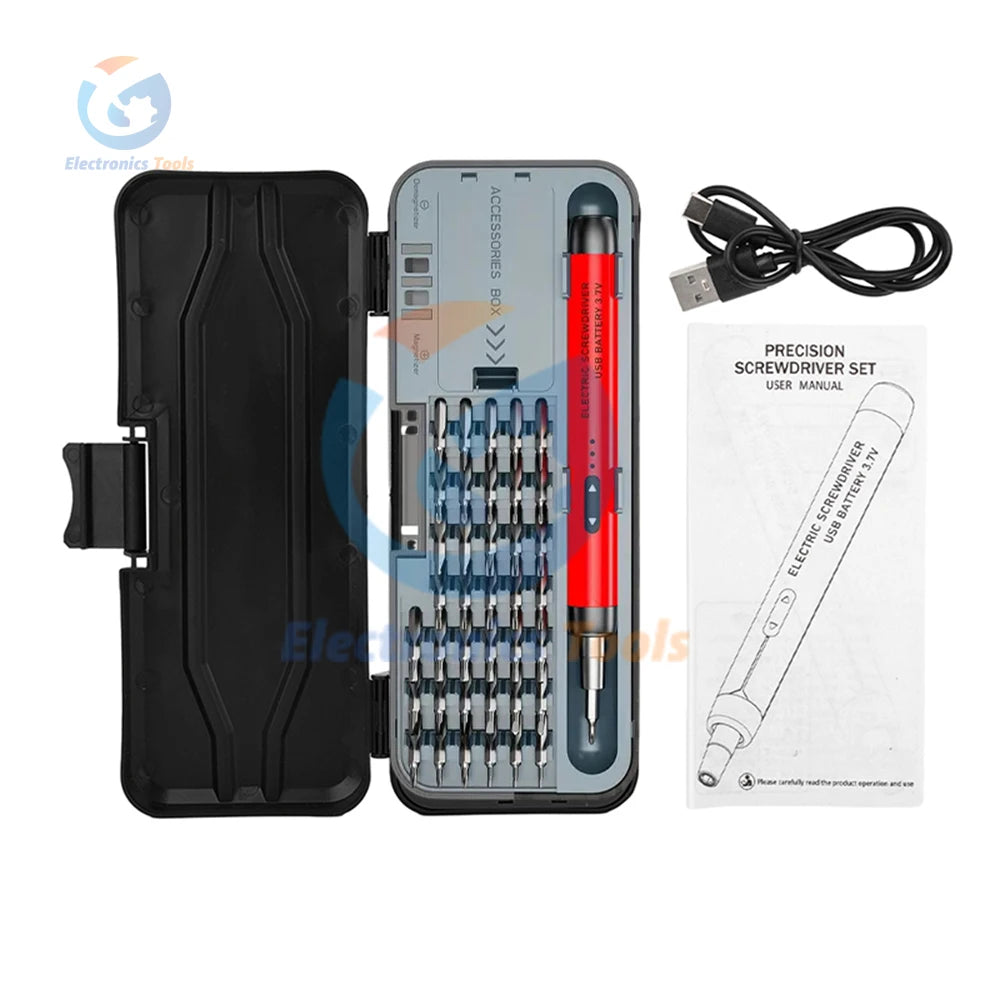 DC3.7-4.2V 38 Batch Heads Electric Screwdriver Rechargeable Speed 110R Cordless Screwdriver High Torque Household Repair Tool