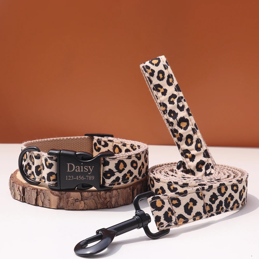 Animal Colors Customized Dog Collar Set Personalized Id Name Tel Adjustable Free Engraving Name for Small Medium Large Dogs