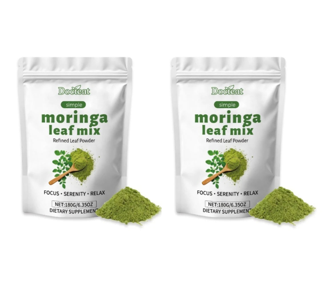 Moringa Oleifera Leaf Powder 180g with Vitamins A & C Calcium Iron, Green Superfood Daily Nutrition Supplement