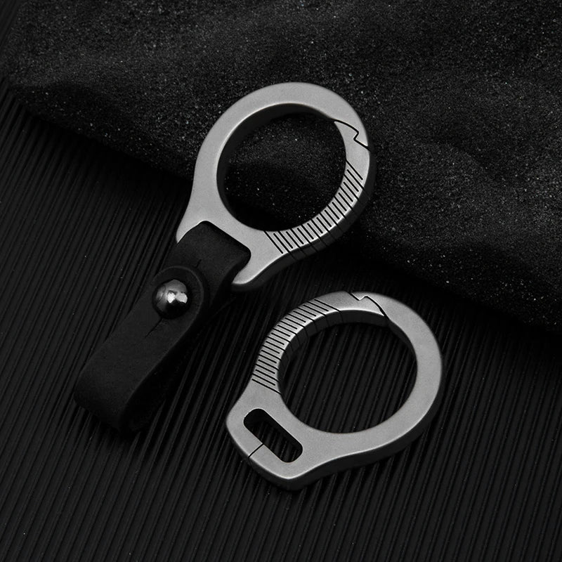 Titanium Alloy Cowhide Leather Keychain Waist Belt Buckle Carabiner Car Key Holder High-end Gifts For Men Women