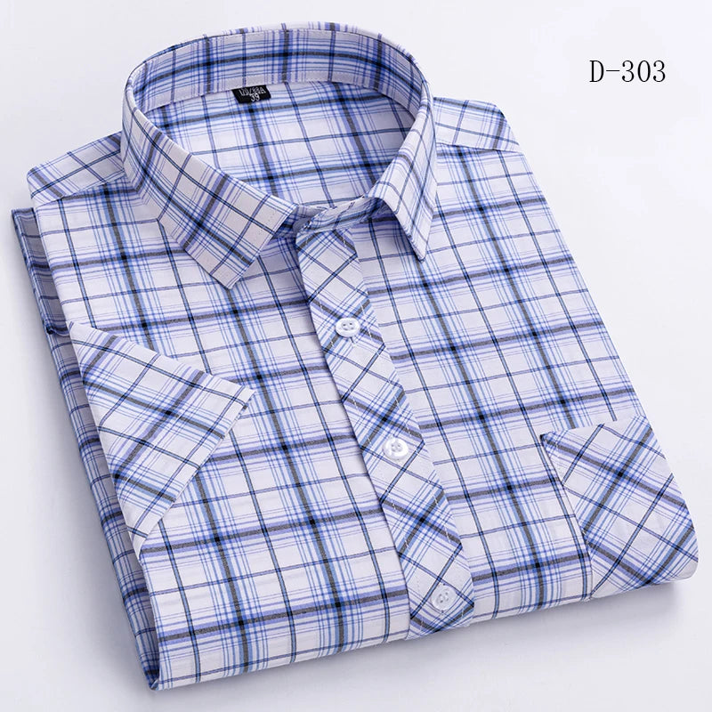 Short Sleeve Shirts For Man Summer England Preppy Classic Checked Clothing New Fashion Plaid Cotton Businessman Casual Shirts