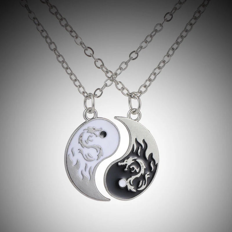 Fashion Dragon Figure Yin Yang Adjustable Bracelet Tai Chi Couple Necklace For Boyfriend Girlfriend Valentine's Day Jewelry Gift