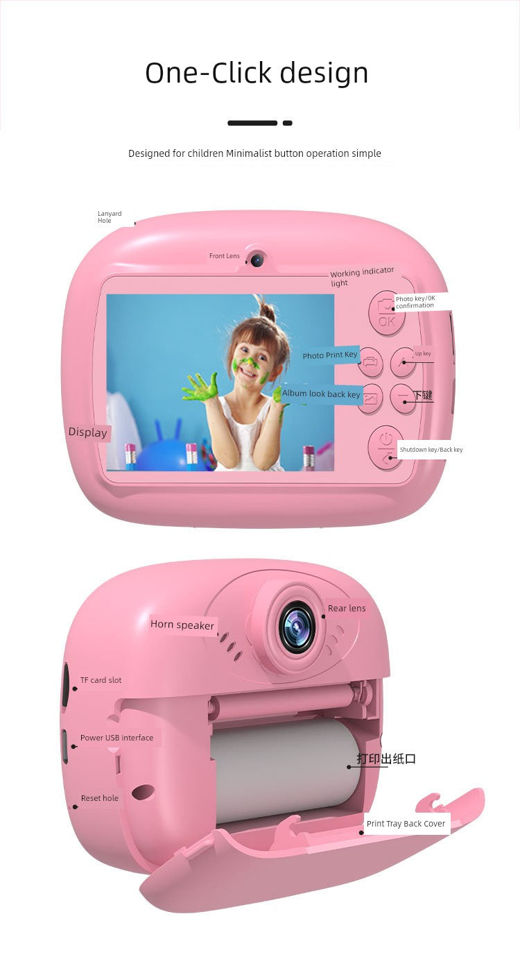 Children's Camera Toy Gift for Boys and Girls, Can Take Pictures and Print, Baby Digital Instant Camera, 2025 Student Model