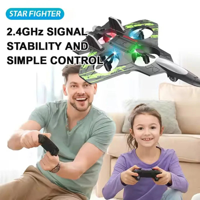 RC Fighter Airplane Mini Drone Remote Control Jet Plane Stunt Drone for Adults & Kids Toy with Light