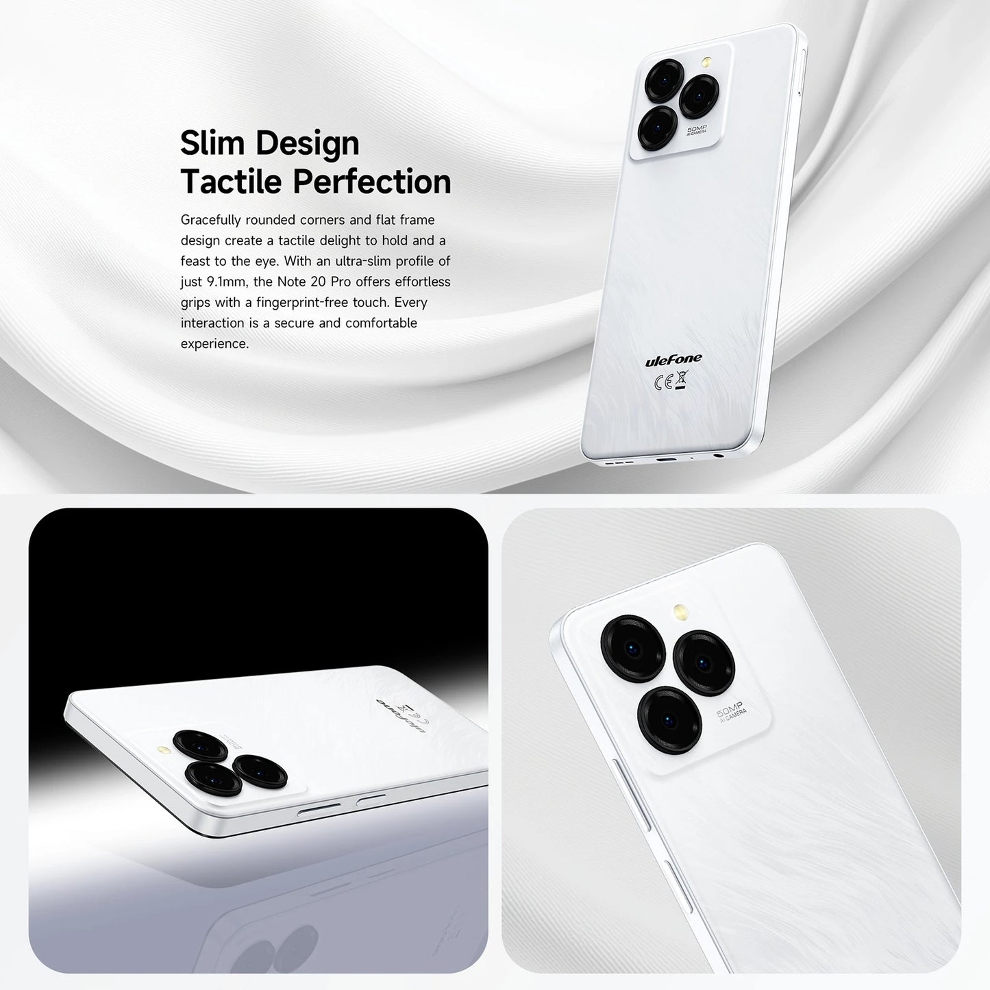 Ulefone Note 20 Pro Smartphone 50MP Camera 6000mAh Battery 4GB+128GB/ 256GB Unisoc T606 6.75" 90Hz 4G Android 14 Mobile Phone