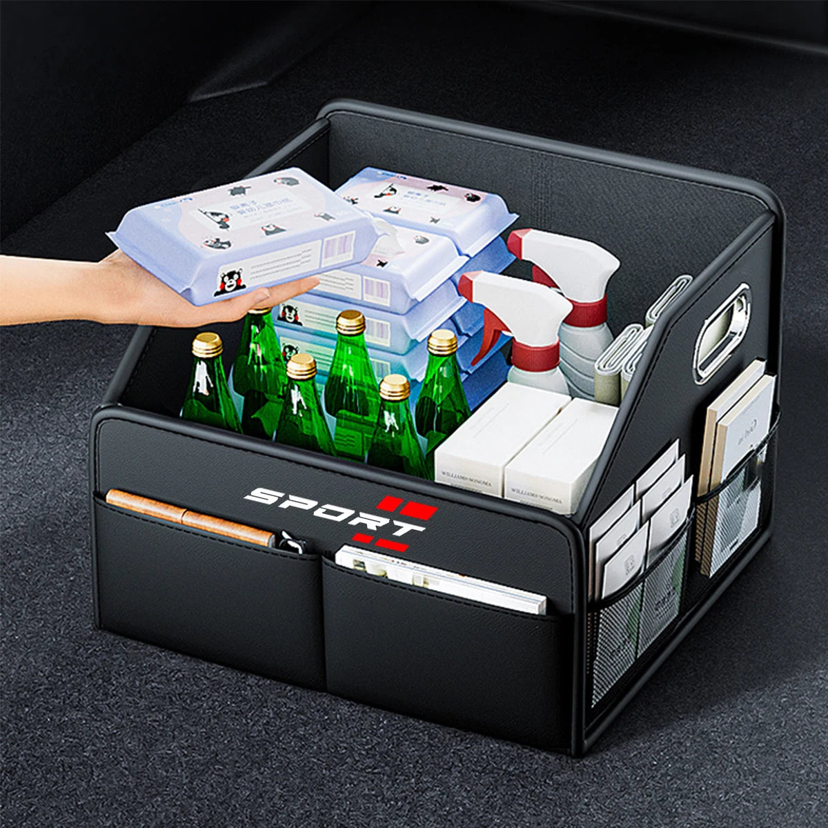 Universal Car Trunk Organizer Box Collapsible Multi Compartment Car Organizer