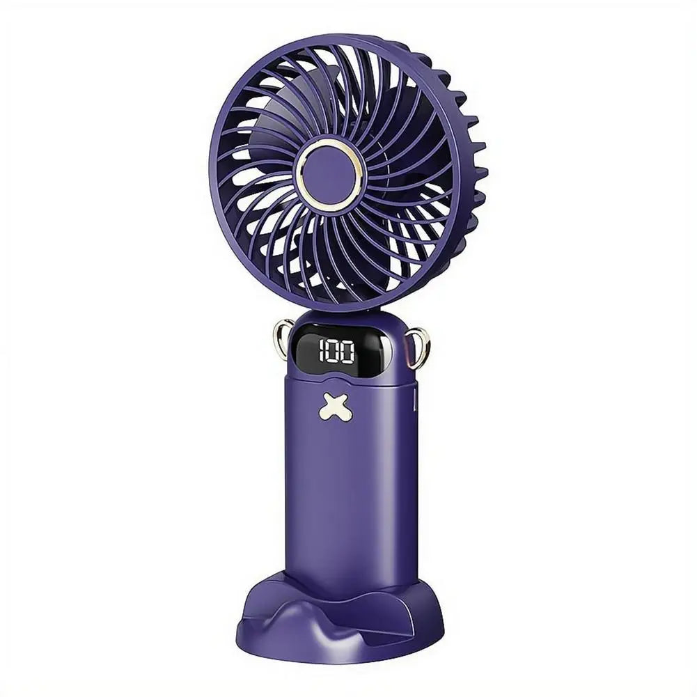 Portable Mini Fan With 6 Speeds LED USB Rechargeable Charging Small Foldable Battery Fans Handheld Desk Bedroom Indoor Outdoor