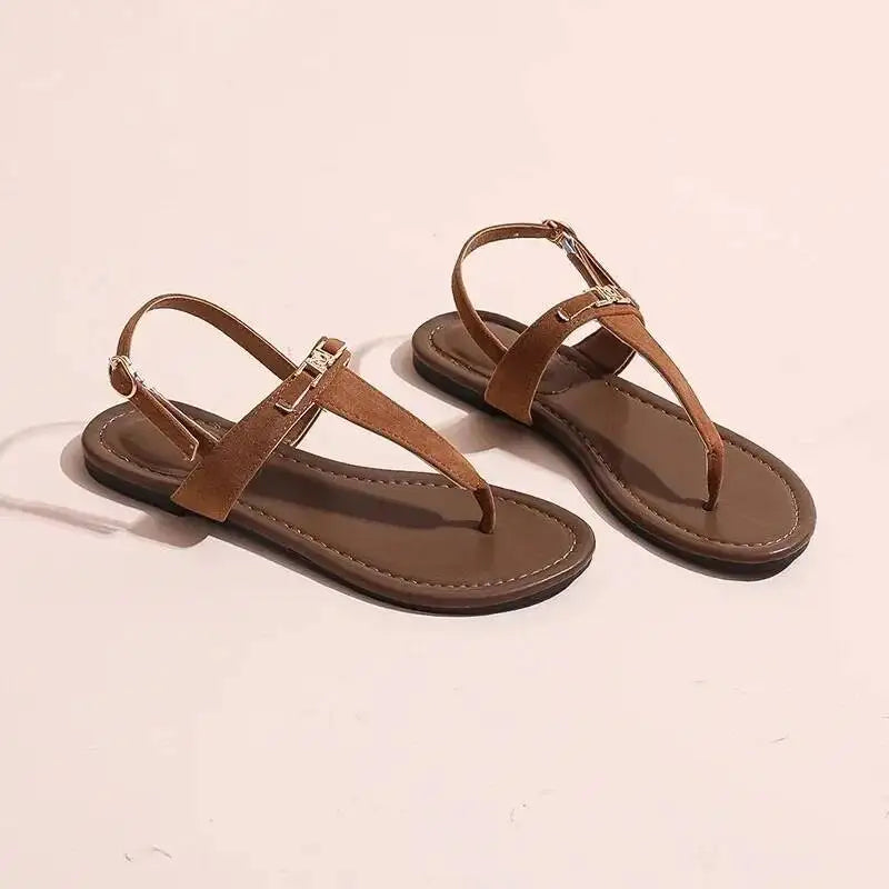 2025 Women's Shoes Fashion Daily Sandals Women Buckle Strap Flat With Outdoor Open Toe Female Shoe