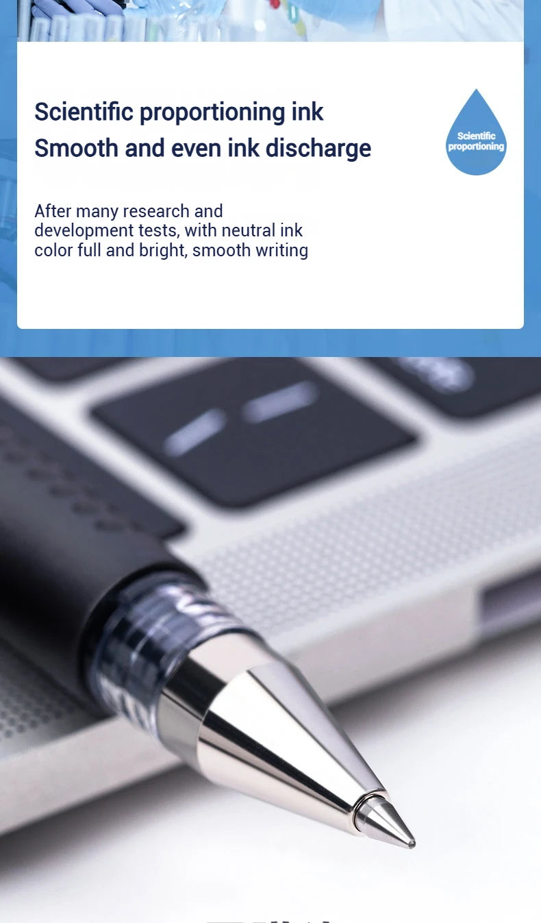 Deli 12-Pack Gel Pen Set 0.5mm Ballpoint Black Blue Red Ink Colors Writing Tools for School Office Stationery Supplies