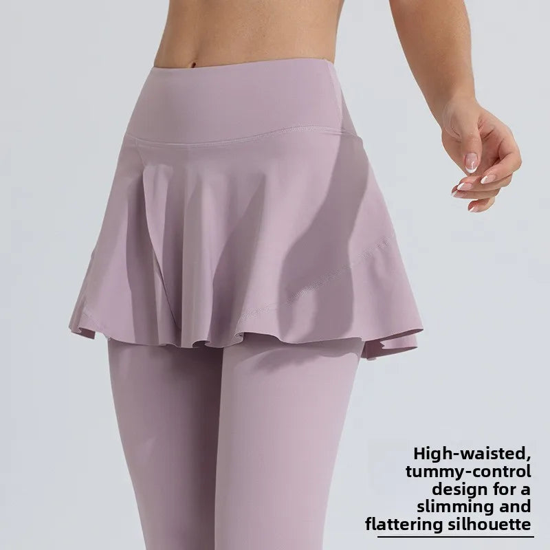 New Yoga Pants Women's High Waist Tennis Skirt Fitness Speed Drying Running Pocket Sports Skirt Tight Pants