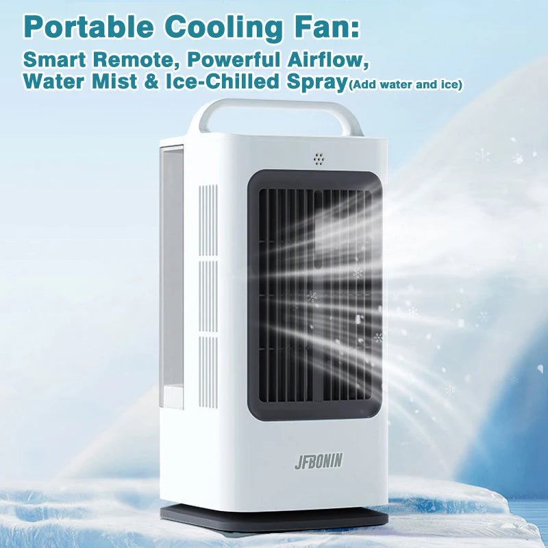 JFBONIN 3-IN-1 Mini Portable Air Cooler Remote Control 120 Degree Swing 3-Speeds Household Desk Air Conditioner 1.7L