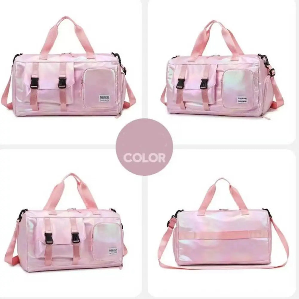 Pearl Glossy Gym Bag Wet Dry Separation Large Capacity Travel Luggage Bag Carry-On Waterproof Weekender Gym Tote Sports